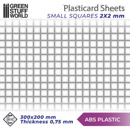 ABS Plasticard - SMALL SQUARES Textured Sheet - A4