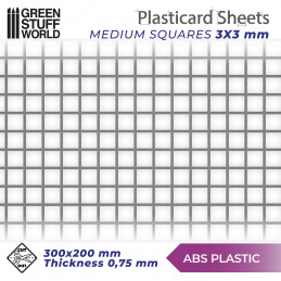 Plaque de Plasticard texturé CARRÉS MOYENNE | Plaques de Plasticard Texturé