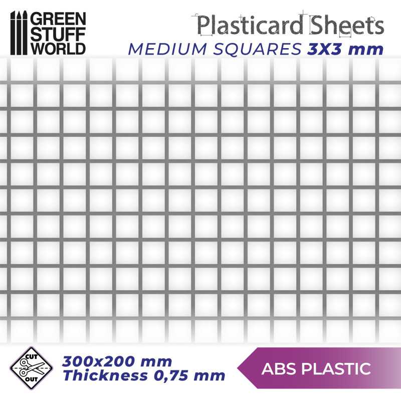 ABS Plasticard - MEDIUM SQUARES Textured Sheet - A4 | Textured Sheets ABS Plasticard - MEDIUM SQUARES Textured Sheet - A4 | Textured Sheets