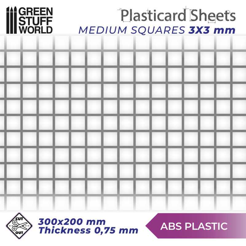 Plancha Plasticard CUADRADOS MEDIANOS - tamaño A4 Planchas Texturizadas