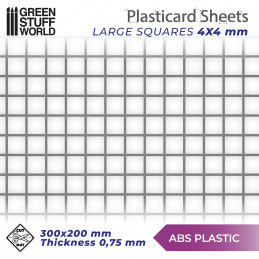 Plancha Plasticard CUADRADOS GRANDES - tamaño A4 Planchas Texturizadas