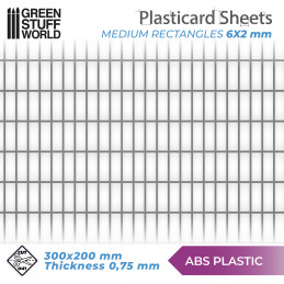 ABS Plasticard - MEDIUM RECTANGLES Textured Sheet - A4 | Textured Sheets