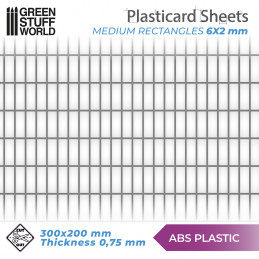 Plancha Plasticard RECTANGULOS MEDIANOS - tamaño A4 Planchas Texturizadas