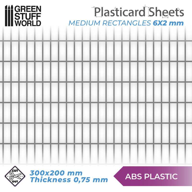 Plancha Plasticard RECTANGULOS MEDIANOS - tamaño A4