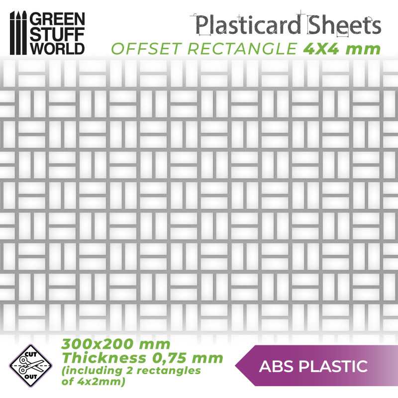 ABS Plasticard - OFFSET RECTANGLE Textured Sheet - A4