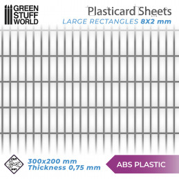 ABS Plasticard - LARGE RECTANGLES Textured Sheet - A4