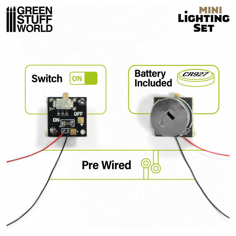 ▷ Mini-Beleuchtungsset Mit Schalter und CR927-Batterie