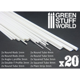 ABS Plasticard - Profile - 20x RODs Variety Pack, Green Stuff World 9200