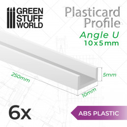 ABS Plasticard U-profile - 10x5mm