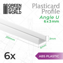 Perfil Plasticard perfil-U - 6x3mm Otros Perfiles