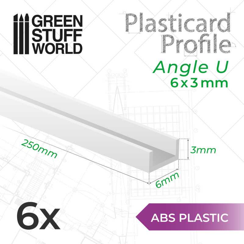 Perfil Plasticard perfil-U - 6x3mm