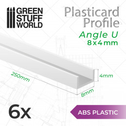 ABS Plasticard U-profile - 8x4mm | Other Profiles