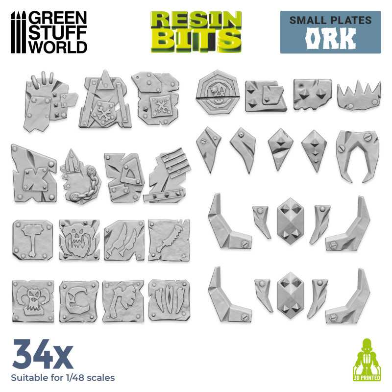 Set imprimé en 3D - Plaques d'orc Petites | Articles en résine