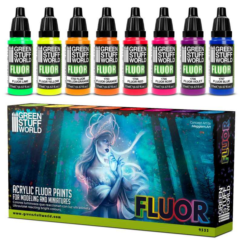 FLUOR Blue - Acrylic Fluorescent Paint - Green Stuff World - 17 mL dro –  Gootzy Gaming