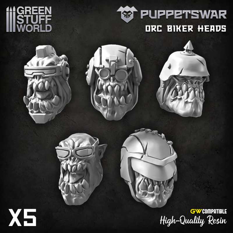 PuppetsWar - Ork Biker Helmets | Heads and helmets