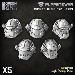 PuppetsWar - Masked Bushi Ork Heads | Heads and helmets