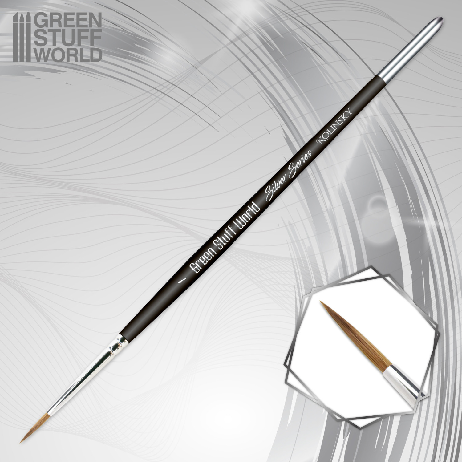Pinceau précision Kolinsky Silver Series Green Stuff World | Pro Pinceau précision Kolinsky Silver Series Green Stuff World | Pro