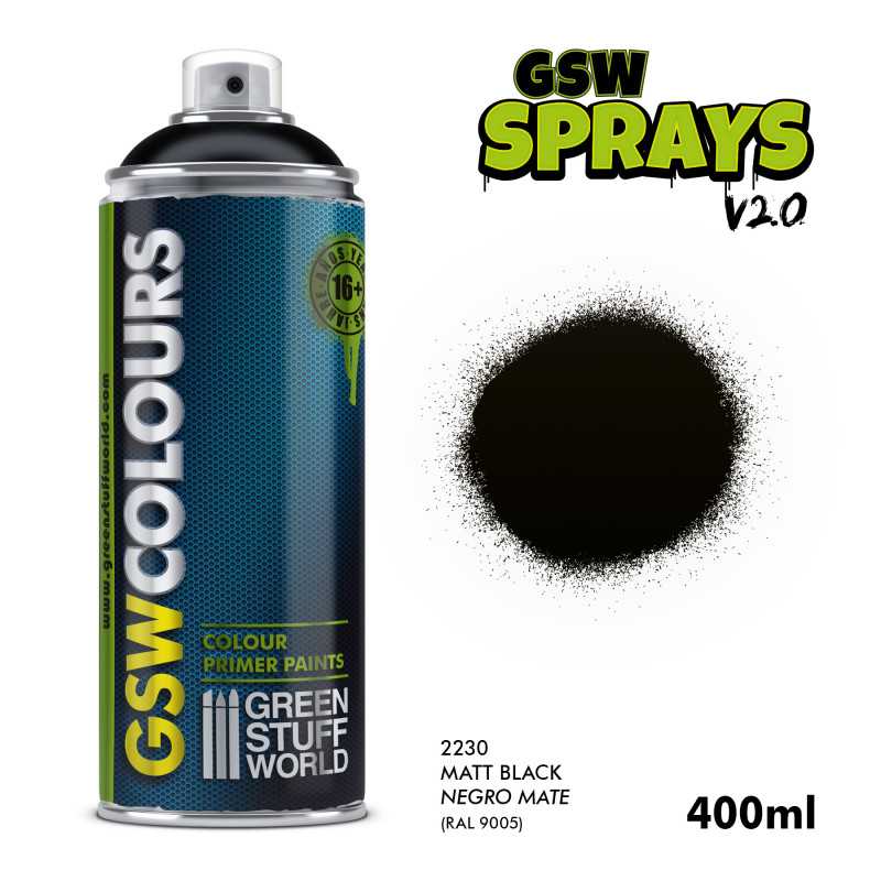 Matt Black Spray Paint 400ml | Colour Primers Spray