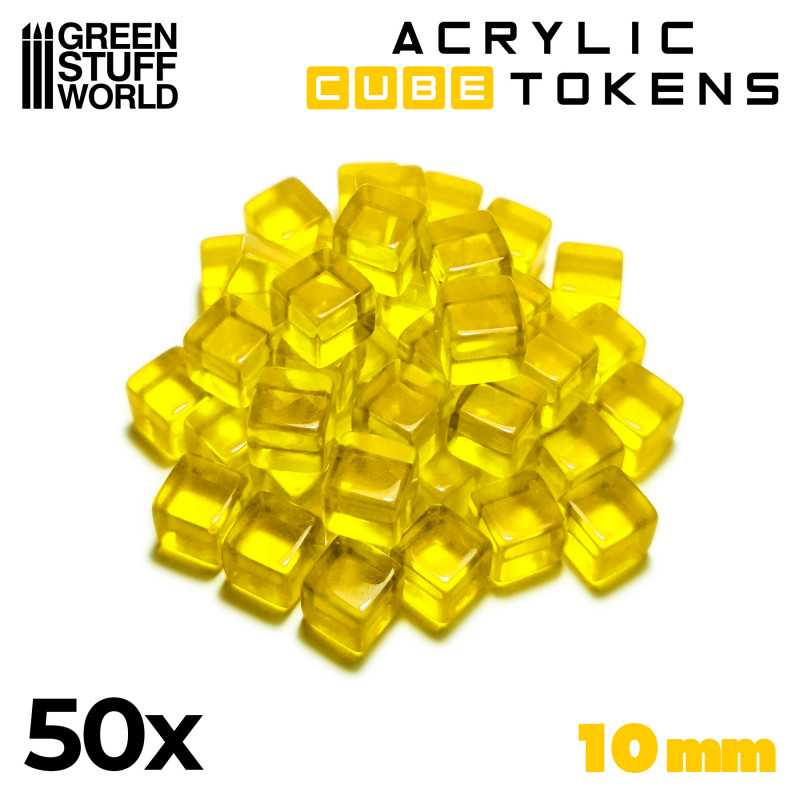 Yellow Acrylic Cube tokens | Gaming Tokens and Meeples