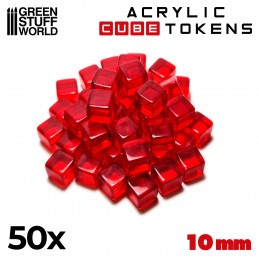 Red Acrylic Cube tokens | Gaming Tokens and Meeples