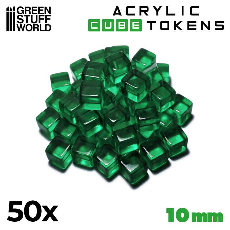 Green Acrylic Cube tokens | Gaming Tokens and Meeples