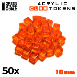 Gaming Tokens - Orange Cubes 10mm