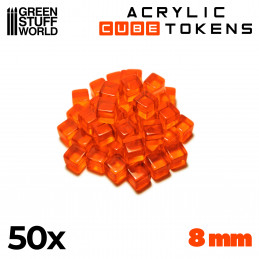 Gaming Tokens - Orange Cubes 8mm