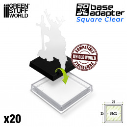 Plastic CLEAR Square Hollow Base 25mm | Miniature Square Plastic Bases