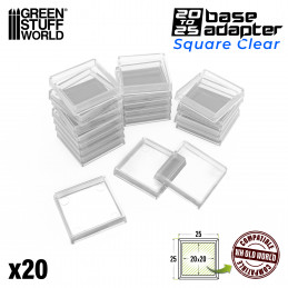 Transparente Kunststoffbasen mit Lücke 25mm - Quadrat | Quadratische Kunststoffständer