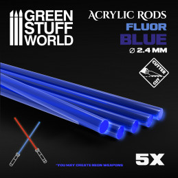 Barre Acriliche - Tonde 2,4 mm Fluor BLU | Profilati Fluorescenti