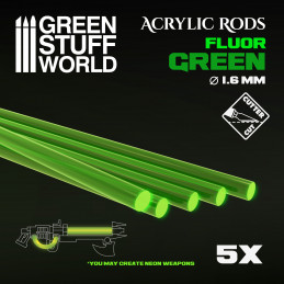 Acrylic Rods - Round 1.6 mm Fluor GREEN