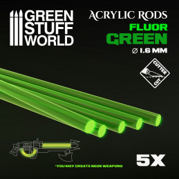 Acrylic Rods - Round 1.6 mm Fluor GREEN | Fluorescent profiles