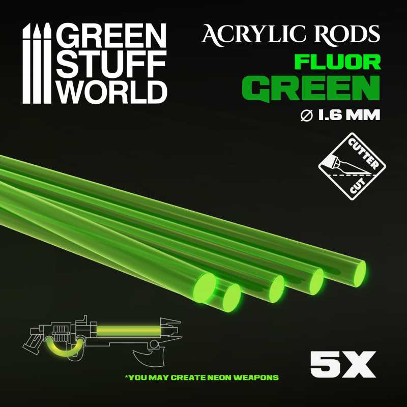 Acrylic Rods - Round 1.6 mm Fluor GREEN | Fluorescent profiles