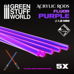 Acrylic Rods - Round 1.6 mm Fluor PURPLE | Fluorescent profiles