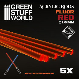 Acrylic Rods - Round 1.6 mm Fluor RED-ORANGE | Fluorescent profiles