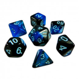 7x Mix 16mm Spielwürfel - Blau Marmor | DnD Würfelset