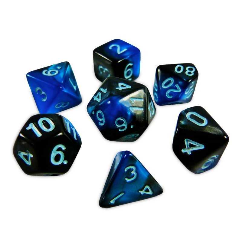 7x Mix 16mm Dés de Jeu - Bleu Marbre | Set de Dés JDR 7x Mix 16mm Dés de Jeu - Bleu Marbre | Set de Dés JDR