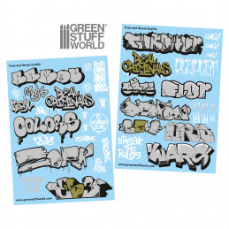 Waterslide Decals - Train and Graffiti Mix - Silver and Gold | Water Transfer Decals