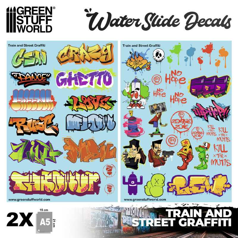 Waterslide Decals - Train and Graffiti Mix | Water Transfer Decals
