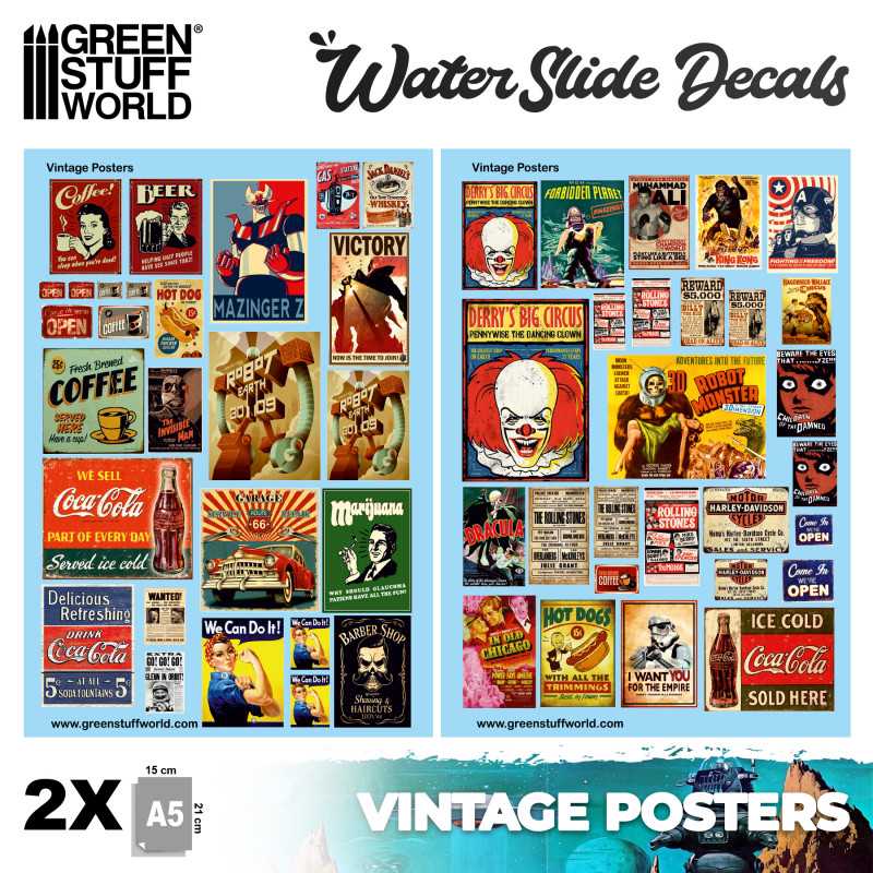 Waterslide Decals - Vintage Posters | Water Transfer Decals Waterslide Decals - Vintage Posters | Water Transfer Decals