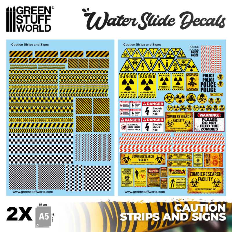 Waterslide Decals - Caution Strips and Signs | Water Transfer Decals