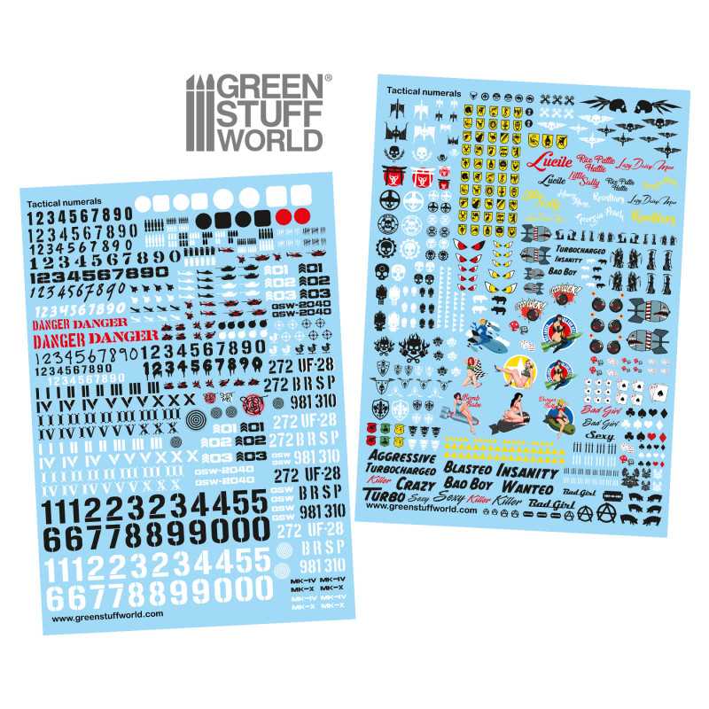 Waterslide Decals - Tactical Numerals and Pinups | Water Transfer Decals Waterslide Decals - Tactical Numerals and Pinups | Water Transfer Decals