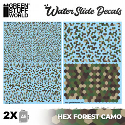 Calcas al agua - Camuflaje Bosque Hex Calcomanías