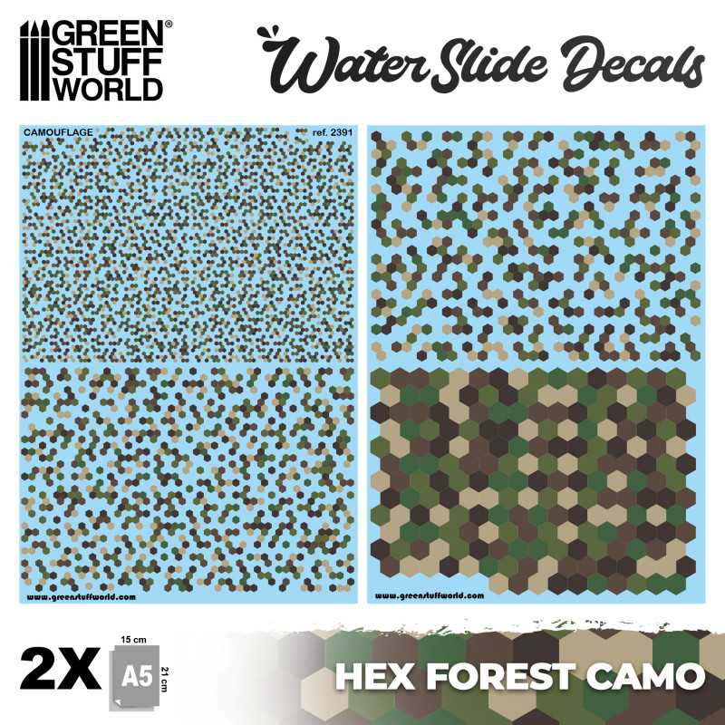 Decalcomanies a l'eau - Camouflage Forêt Hex | Décalcomanies