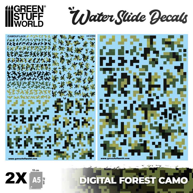 Wasserschiebe Abziehbilder - Digital Waldtarnfarbe | Abziehbilder