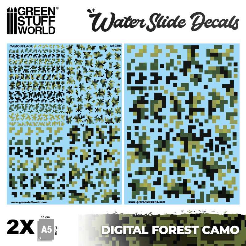 Waterslide Decals - Digital Forest Camo | Water Transfer Decals Waterslide Decals - Digital Forest Camo | Water Transfer Decals