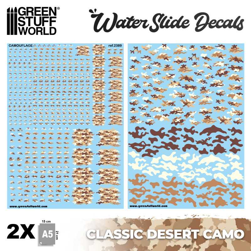 Calcas al agua - Camuflaje Desierto Clasico Calcomanías