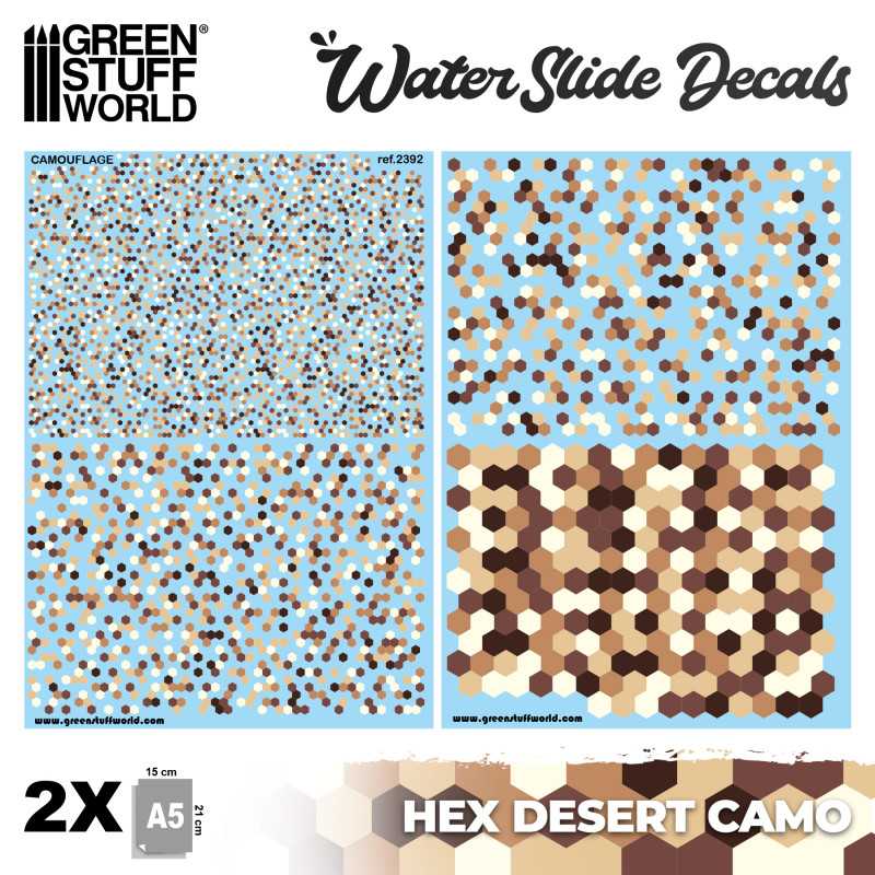 Wasserschiebe Abziehbilder - Hex Wüstentarnung | Abziehbilder