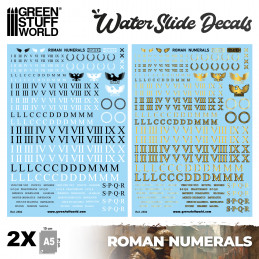 Wasserschiebe Abziehbilder - Römische Zahlen