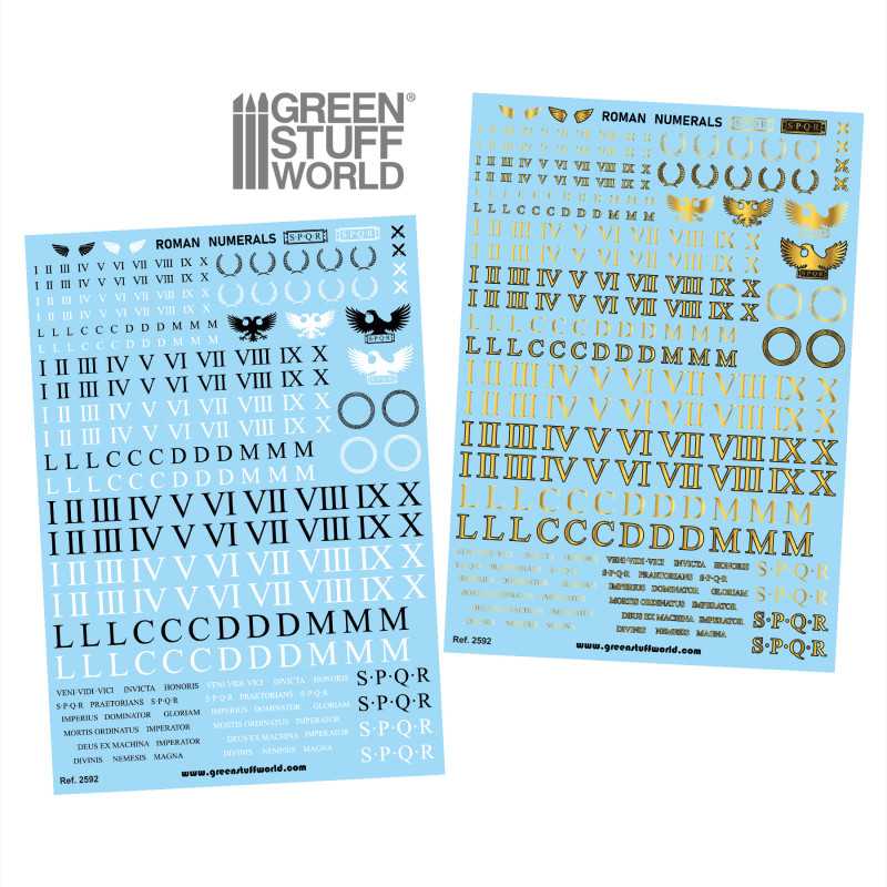 Decals ad acqua - Numeri Romani | Decalcomanie Decals ad acqua - Numeri Romani | Decalcomanie